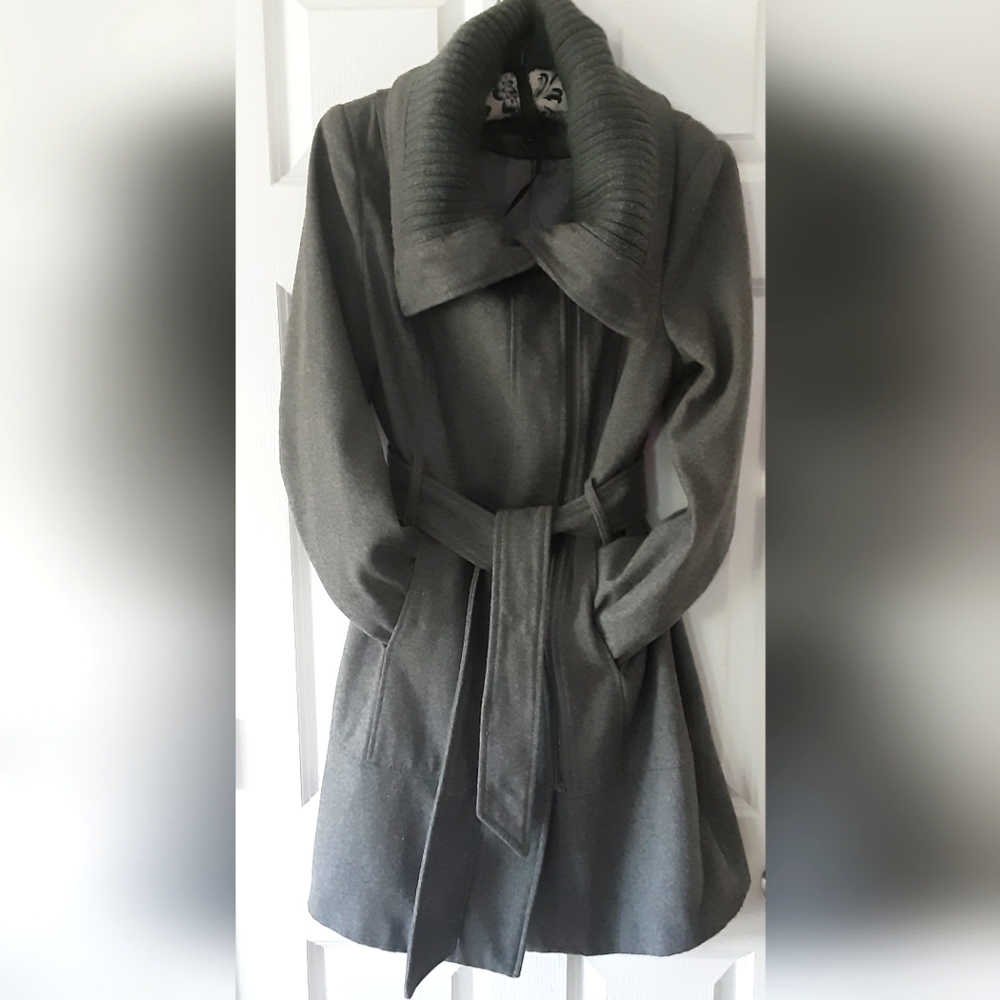 WOMENS EXPRESS WARM & COZY WOOL GRAY CAR COAT M